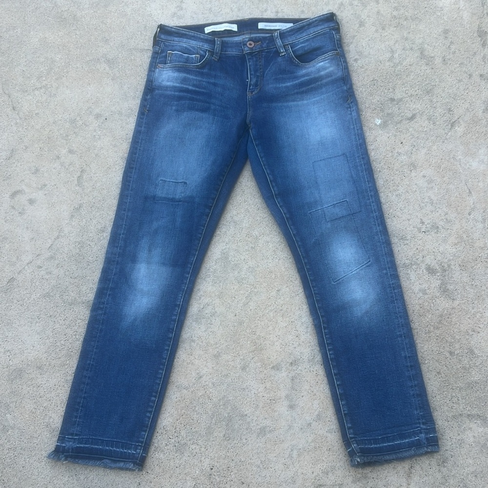 Pilcro and the Letterpress Slim Boyfriend Fray Ankle Women's Jeans Size 27